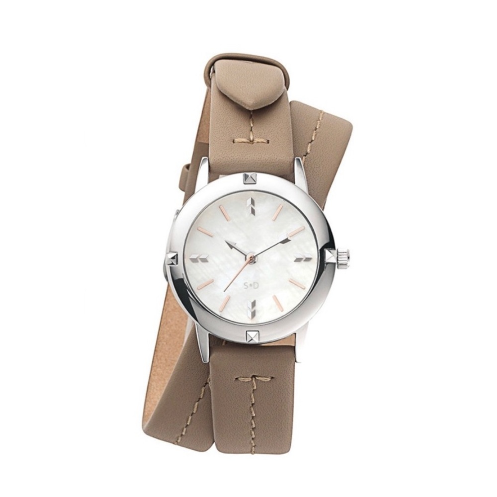 Stella & Dot tan wrap watch with gold face, black band also included! - Picture 8 of 11